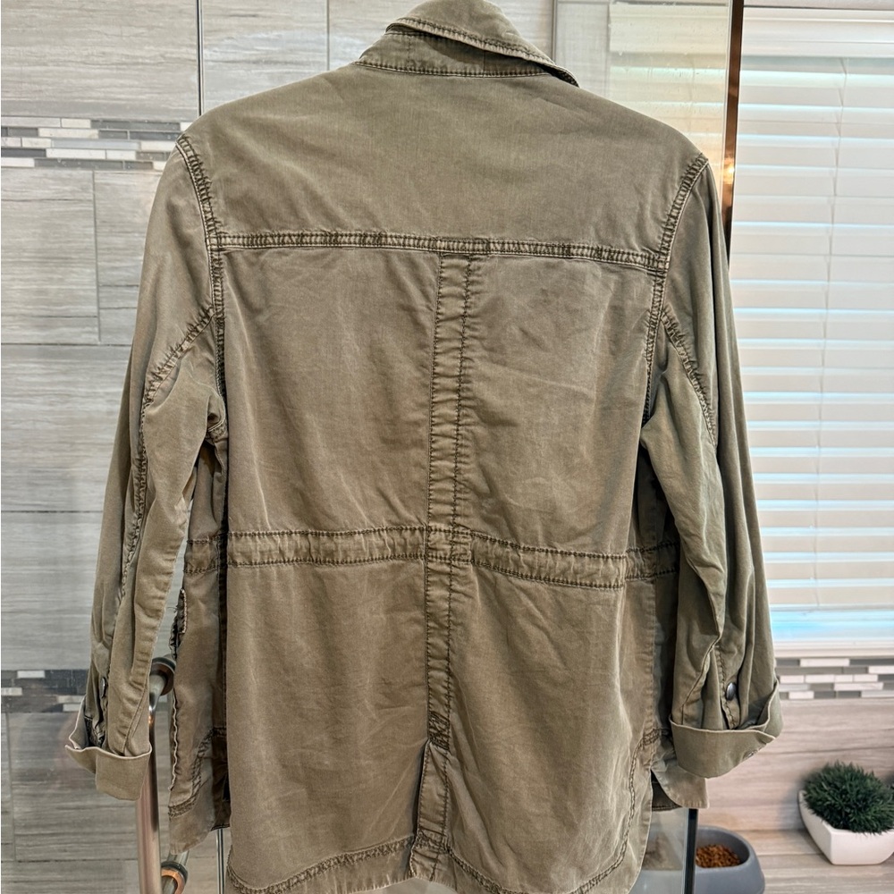 Anthropologie Green Utility Jacket Cotton Blend - Picture 3 of 3